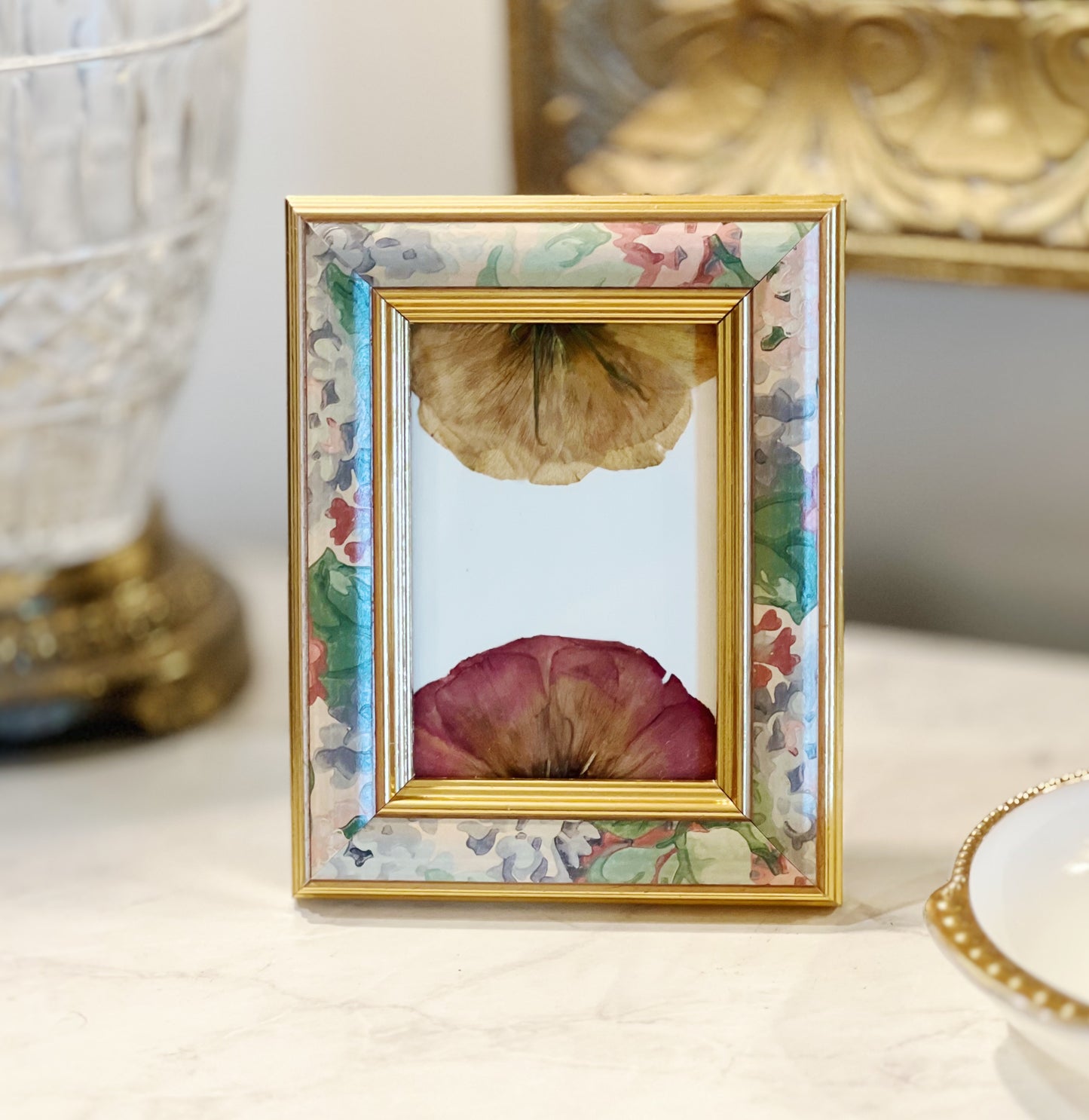 Lisianthus Flowers in Vintage Floral Frame