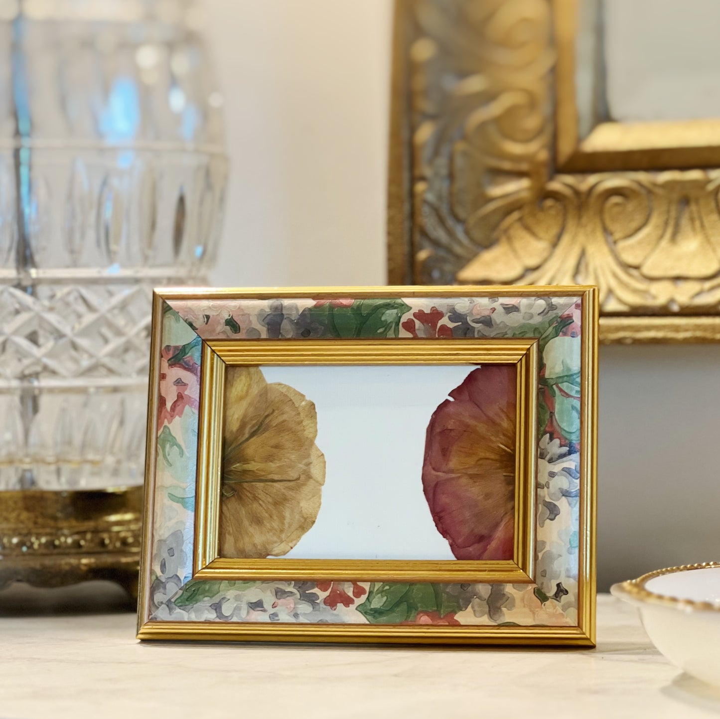 Lisianthus Flowers in Vintage Floral Frame