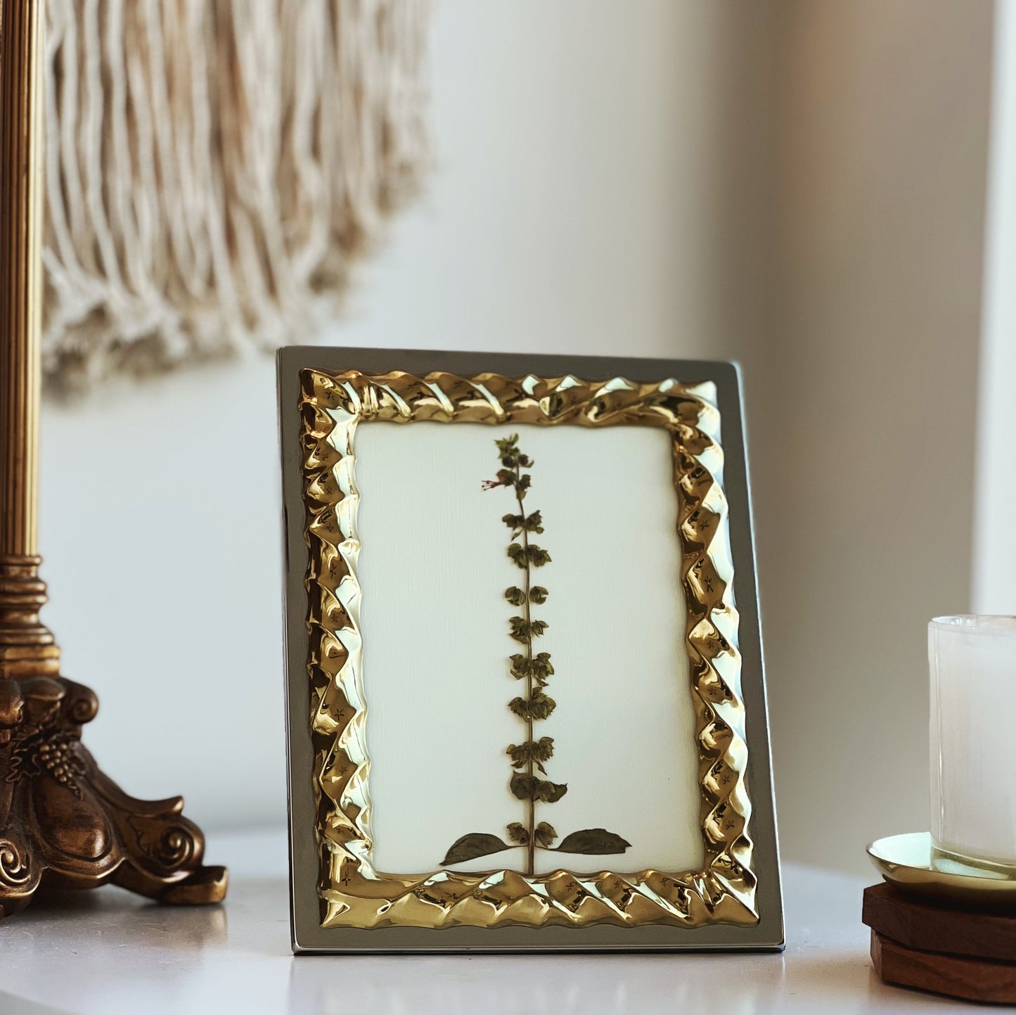 Basil Flower in Vintage Silver/Gold Frame