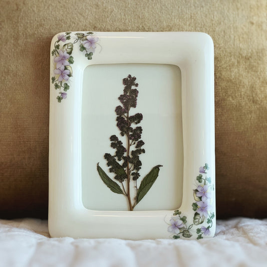 Purple Flower in a Vintage Porcelain Frame