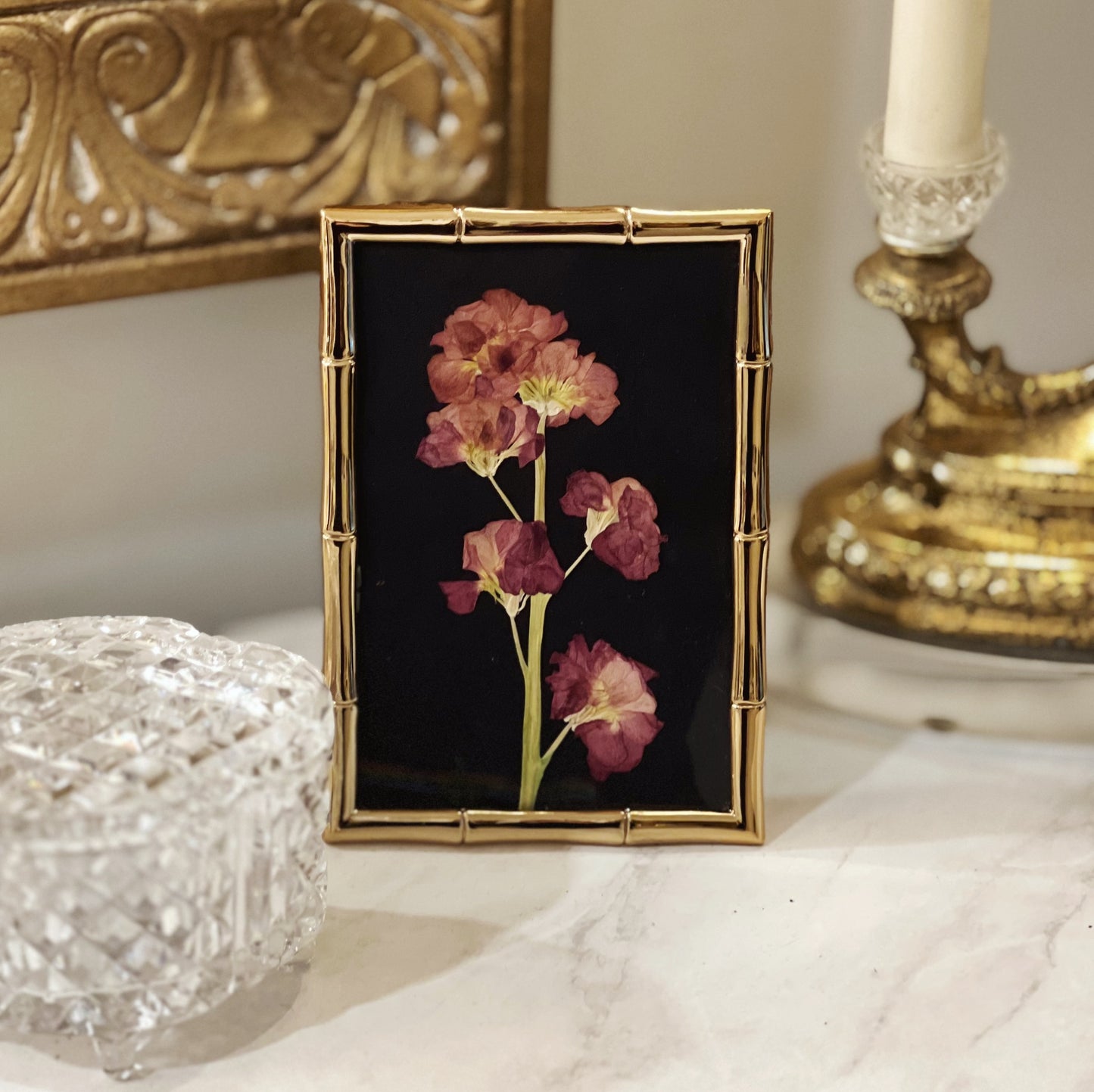 Stock Flower in Gold Frame